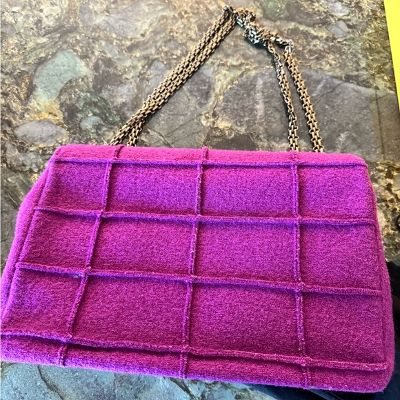 Chanel 2.55 wool shoulder & crossbody bag | Very good condition | Purple, Wool - Picture 3 of 9